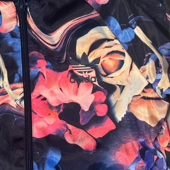 Girls Adidas Floral Print Zip Up Jacket - Picture 3 of 6